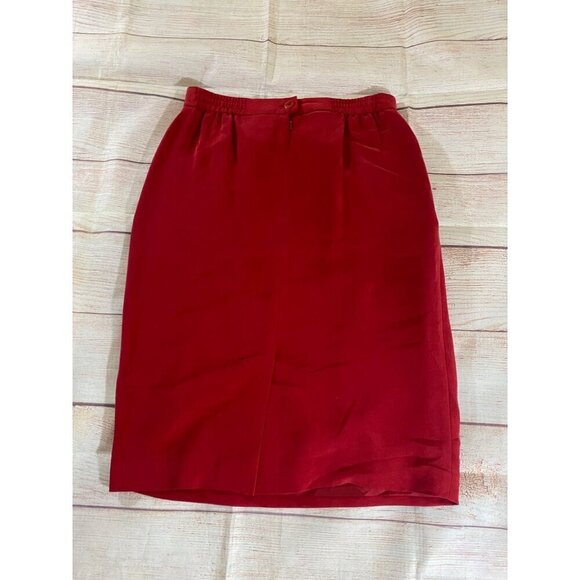 Dana Buchman Women's Red 100% Silk A Line Pencil Skirt - 10 - Picture 10 of 12